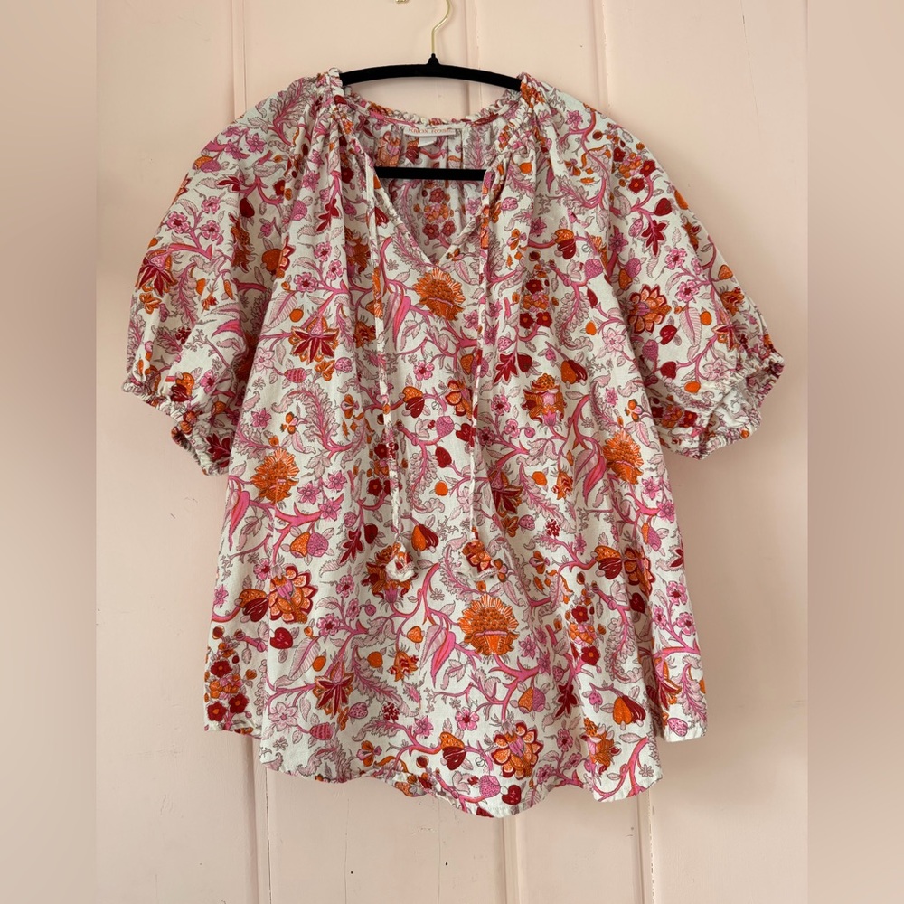 Knox Rose Pink and Orange Floral Blouse Sz medium
